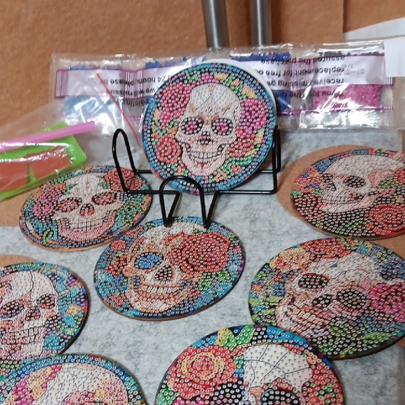 Colorful Skull Coasters Set - Picture 5 of 6